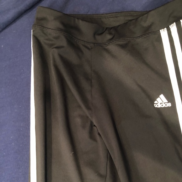 Adidas Black triple stripe girls size 14. Worn once. - Picture 2 of 3
